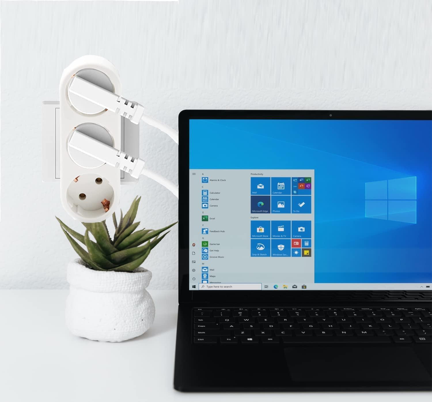 Nhiều ổ cắm, 2 mảnh bộ chuyển đổi ổ cắm 250V/16A 3680W ổ cắm di động, ổ cắm tấm tường, ổ cắm di động, cho văn phòng, tại nhà, du lịch, màu trắng