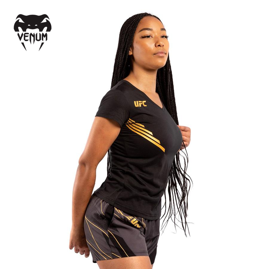 Áo thun thể thao nữ Venum UFC FIGHT NIGHT  T-SHIRT - BLACK/GOLD - VNMUFC-00069-126