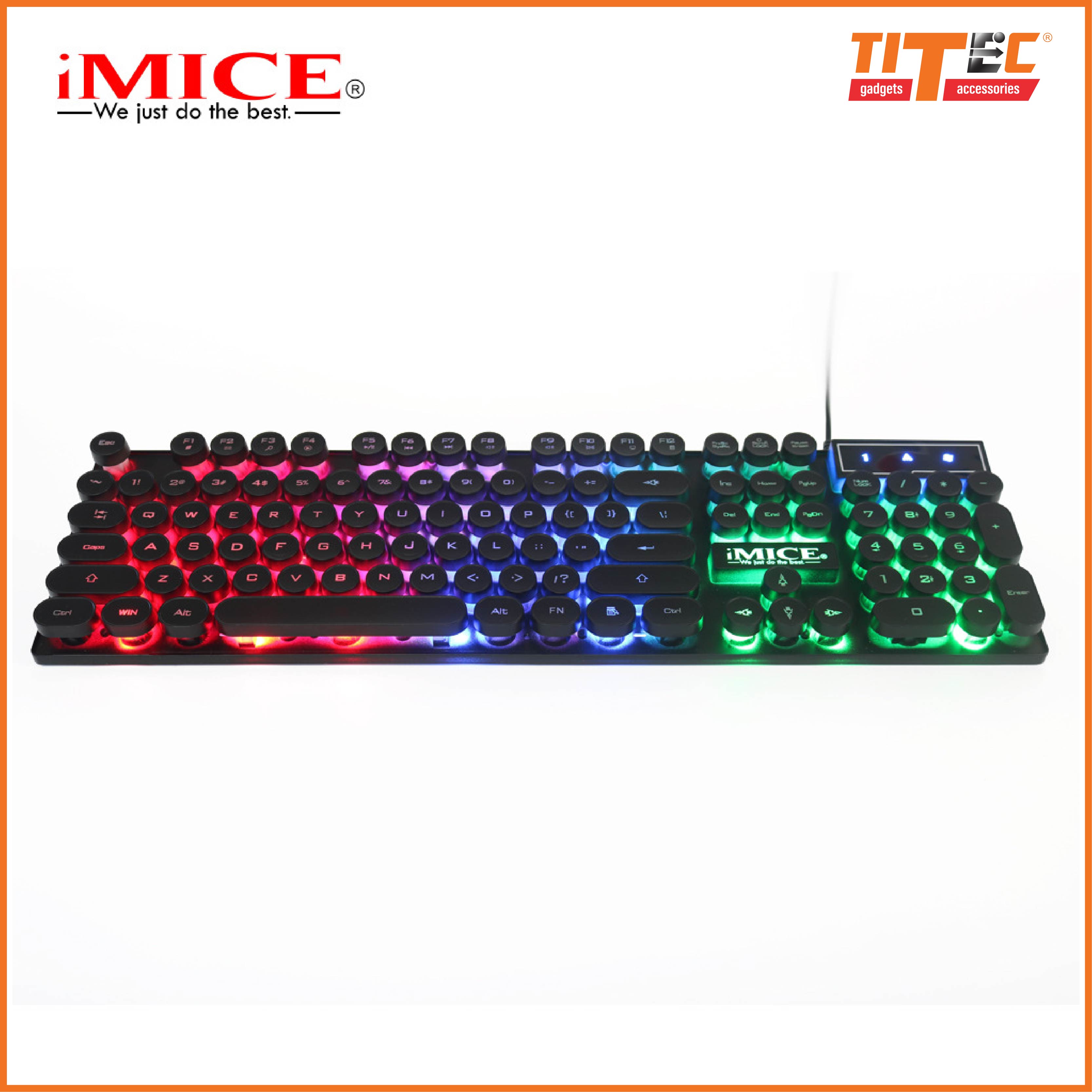 Bàn phím chơi game có dây IMICE AK800 104 nút bấm, đèn RGB đa màu, dây dài 1m - hàng chính hãng