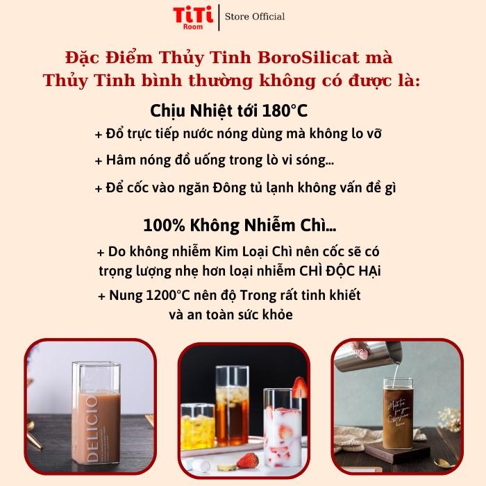 Ly thủy tinh vuông trong suốt uống nước cute chịu nhiệt pha cafe sinh tố, Cốc thủy tinh vuông dễ thương cocktail