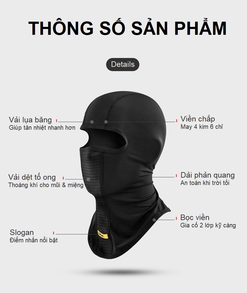 Khăn trùm mặt nam chống nắng vải lụa băng cao cấp Anasi LXR11 - Khẩu trang trùm đầu che nắng ninja fullface