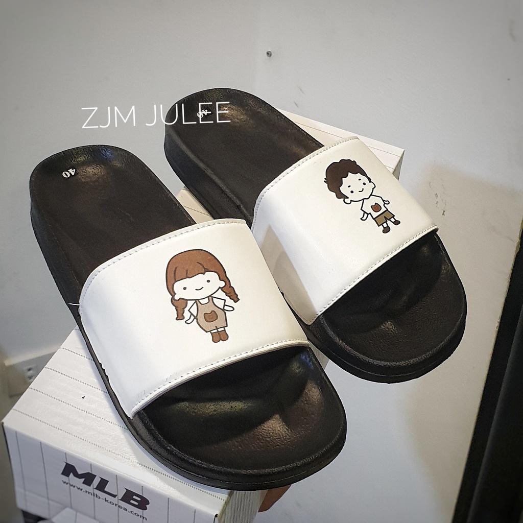 Dép nữ quai ngang Girl &amp; Boy quai da mềm mịn - Dép lê đi chơi 2022