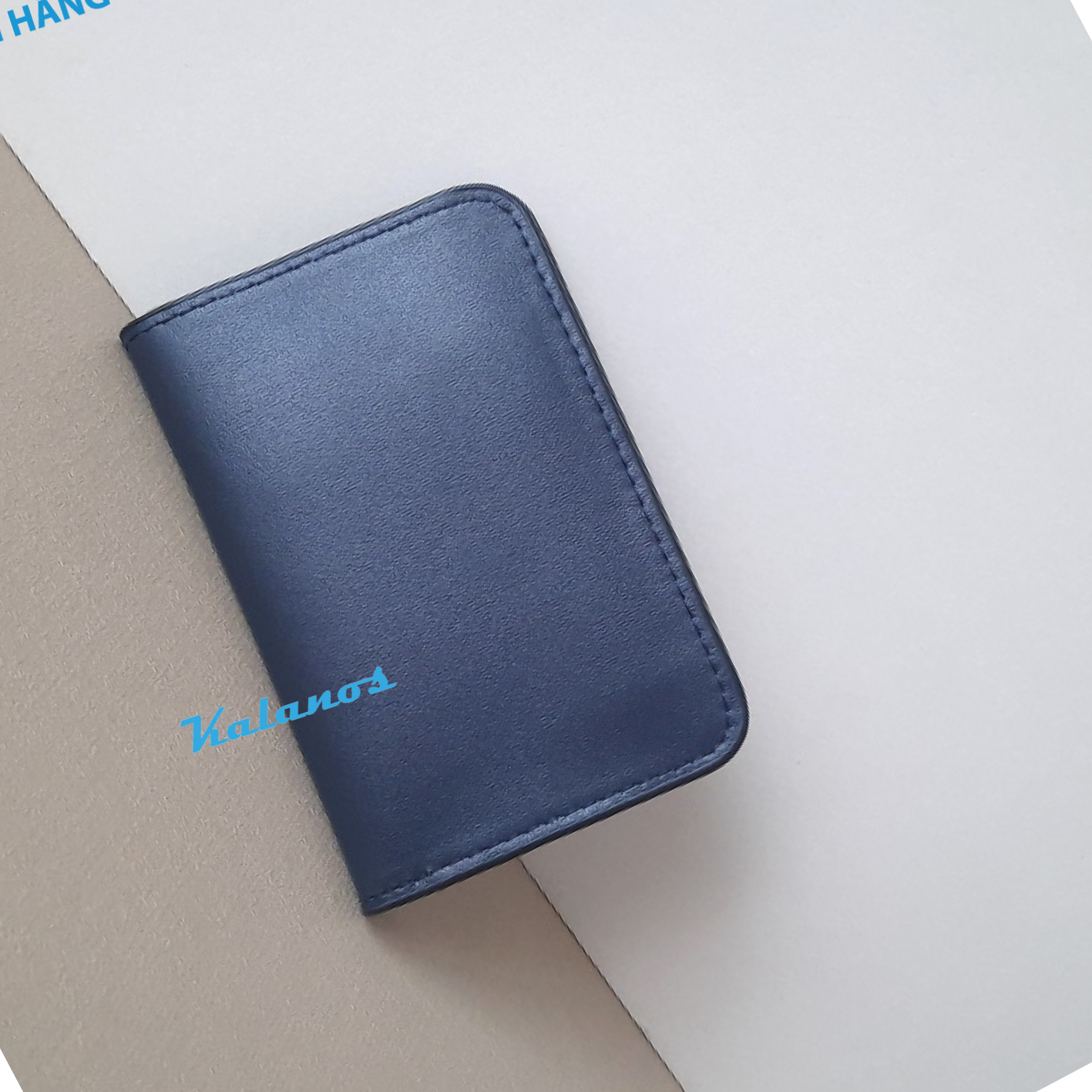 Ví nữ mini đựng thẻ card da bò cao cấp Kalanos KBN770-Xanhd màu xanh dương đẹp, ví mini cute