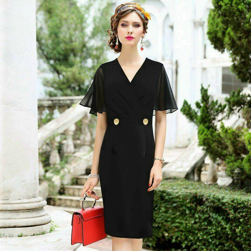 ĐẦM ÔM CỔ ĐẮP CHÉO CÁCH ĐIỆU KÈM PHỤ KIỆN
