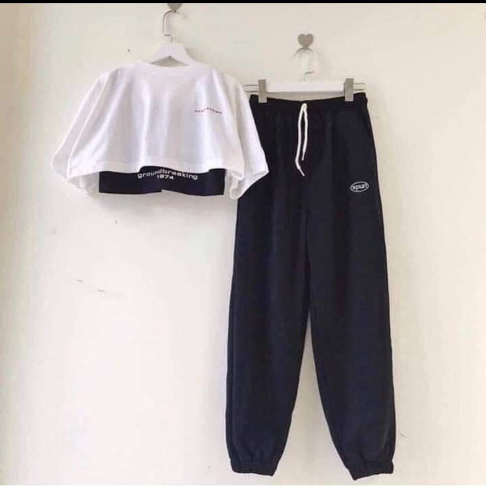 Quần Jogger Nỉ Thêu SPUN Ulzzang 1HIT_UNISEX (Ánh Thật