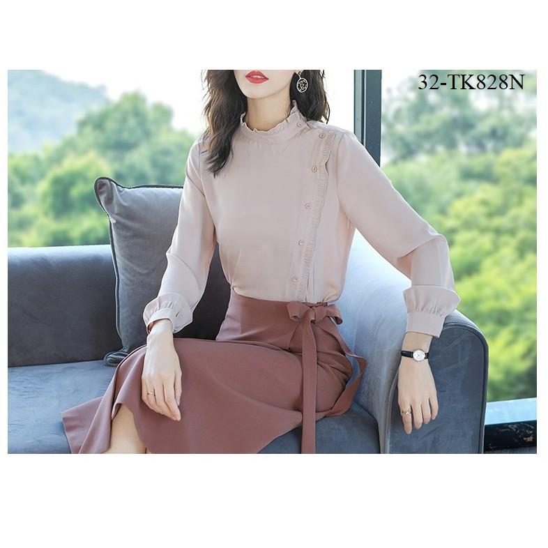 Tk724-SƠ MI NỮ THIẾT KẾ TAY DÀI s-6xl