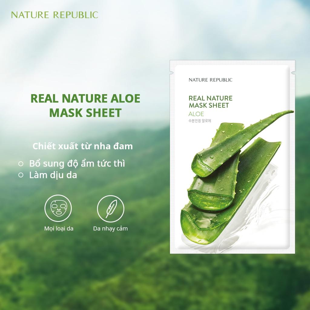 Combo 5 Mặt Nạ Giấy Cấp Ẩm, Dưỡng Trắng Da Nature Republic Real Nature Mask Sheet 23ml x 5