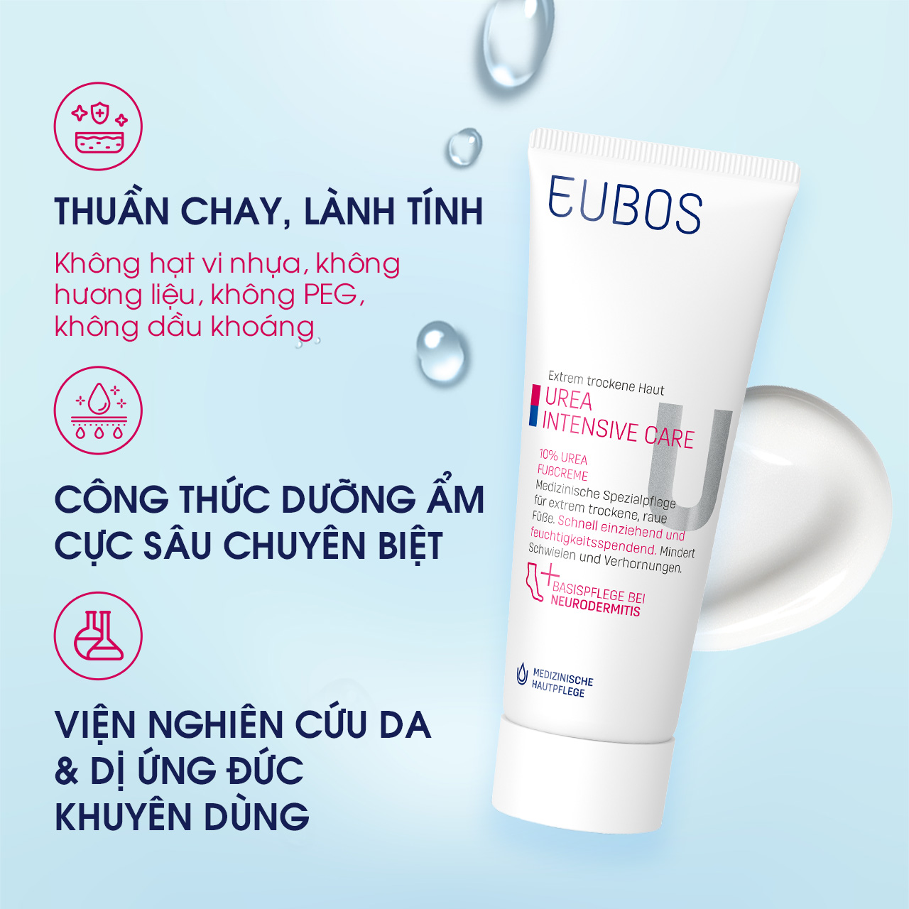 Kem Nứt Gót Và Dưỡng Da Chân EUBOS UREA 10% Foot Cream Thẩm Thấu Nhanh Cải Thiện Làn Da Khô Thô Ráp 100ml