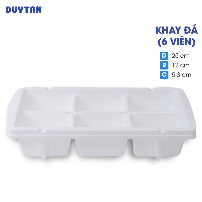 Khay đá 6 viên nhựa Duy Tân (25 x 12 x 5.3 cm) - 14358 - Giao màu ngẫu nhiên - Hàng chính hãng