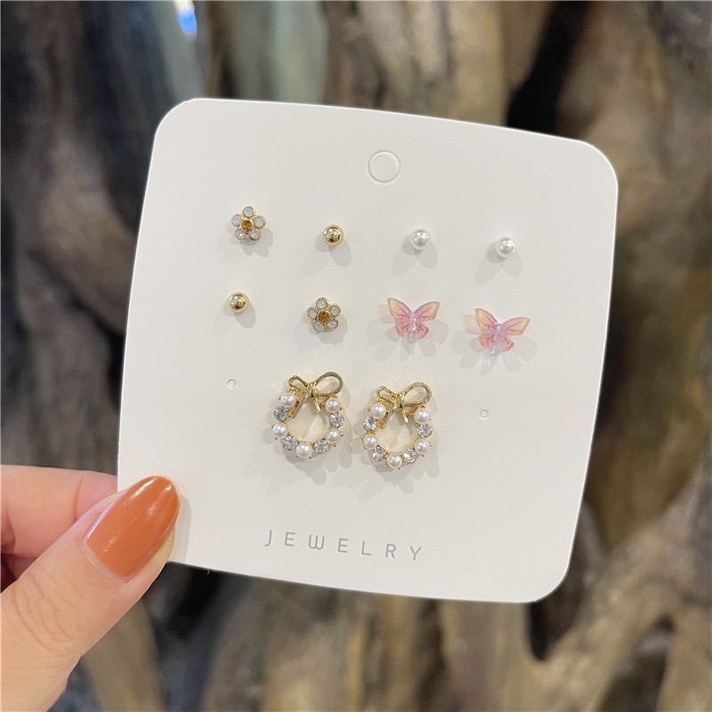 Set khuyên tai hàn quốc nhiều mẫu - set khuyên tai đơn giản