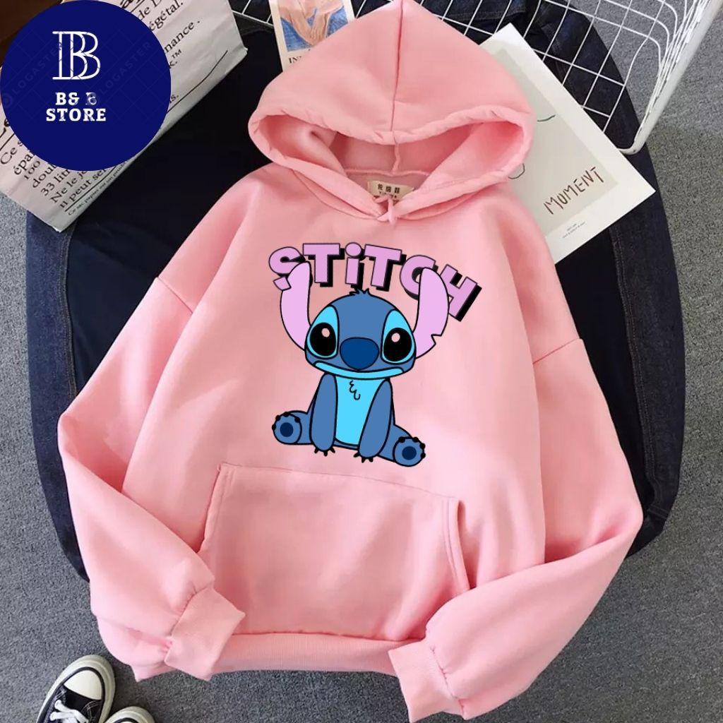 ÁO KHOÁC HOODIE NỈ UNISEX IN STITCH SIÊU CUTE ÁO KHOÁC HOODIE LOCAL BRAND