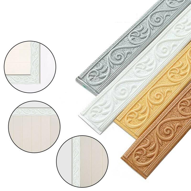 Cuộn Băng Dán Viền Tường Bằng Xốp Họa Tiết Hoa 3D Dài 2.3m Chống Thấm Nước Trang Trí Nhà Cửa