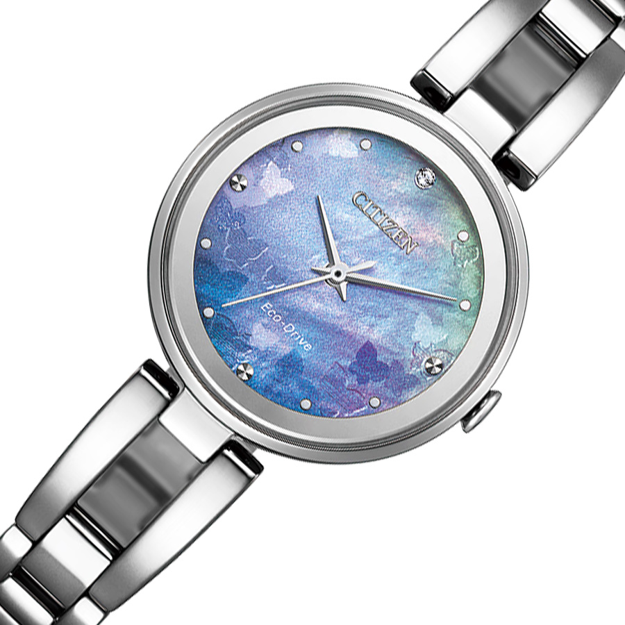 Đồng Hồ Nữ Citizen Eco-Drive Đính Đá Swarovski Dây Thép Không Gỉ EM0801-85N - Mặt Xà Cừ (28mm)