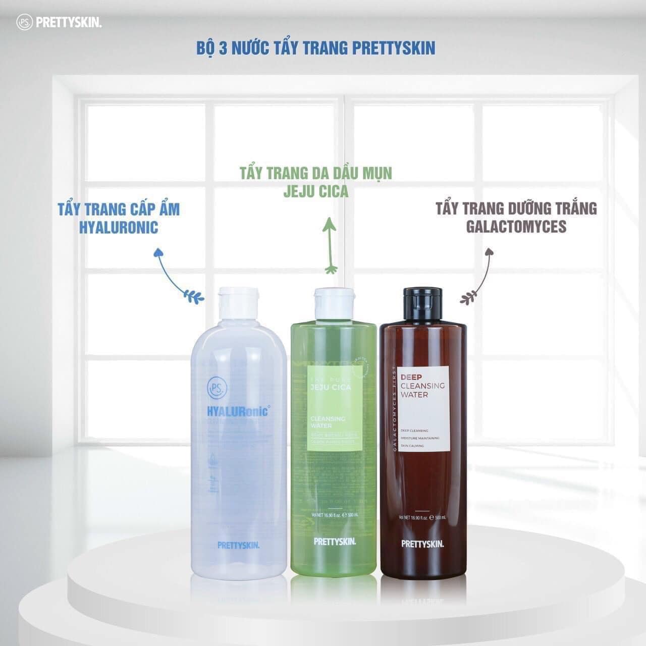 Nước Tẩy Trang Cho Da Dầu Mụn Pretty Skin 500ml - Prettyskin Rau Má Jeju Cica Giúp Sạch Sâu