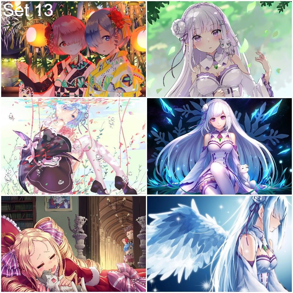 Bộ 6 Poster anime Re:Zero − Bắt đầu lại ở thế giới khác - A3,A4,A5