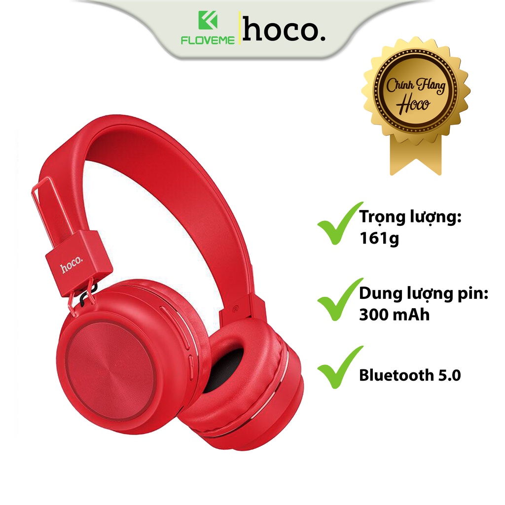 Tai Nghe Chụp Tai Không Dây Bluetooth Dành Cho Hoco W25 , Pin 300mAh ,Bluetooth 5.0 ,Thời Gian Nghe Gọi 12 Giờ - Hàng Chính Hãng