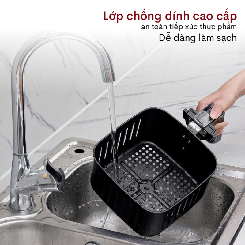 Nồi chiên không dầu FUJIHOME A5 dung tích 5 lít, Công suất 1600W, Đa dạng chức năng nướng, Điều khiển cơ dễ dàng sử dụng bền đẹp, Hàng chính hãng BH 24 tháng