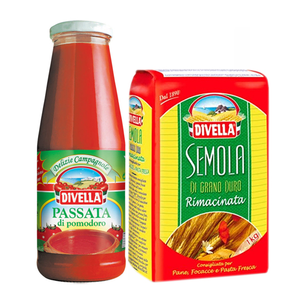 Combo Bột Lúa Mì Chuyên Làm Pasta Semola Divella 1000gr và Sốt Cà Chua Xay Dạng Sệt Passata Di Pomodoro Divella 680gr