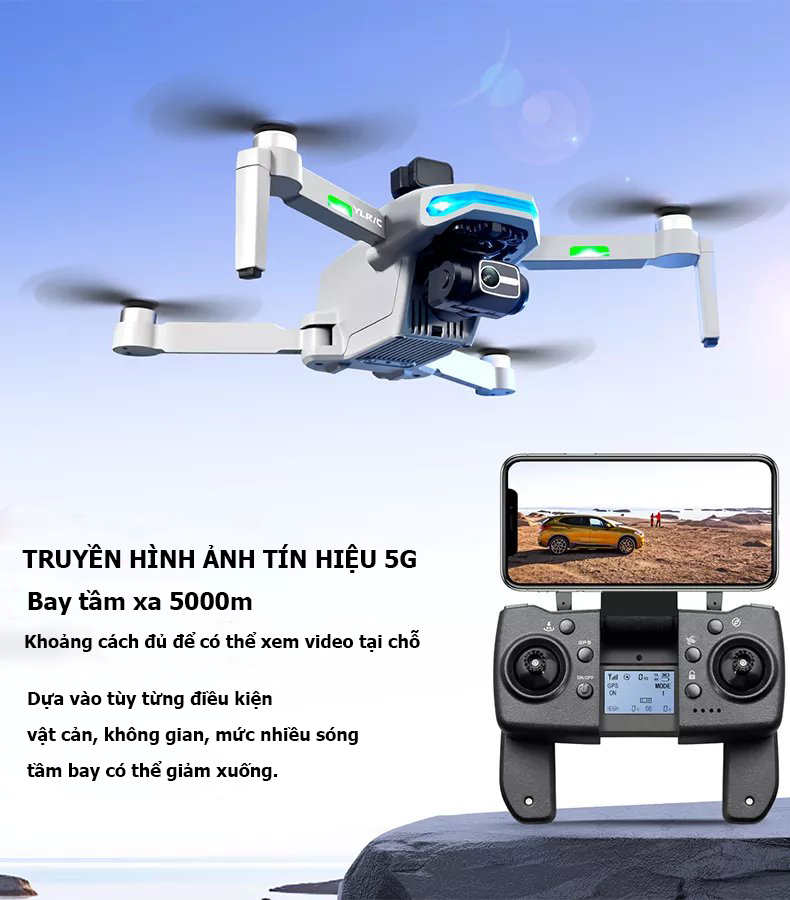 Máy bay flycam camera 4K S135 định vị g.p.s giữ thăng bằng, tự quay lại vị trí ban đầu, động cơ không chổi than, thời gian bay 25 phút, tầm xa 5000m, gimbal chống rung 3 trục.