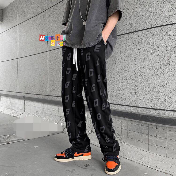 Quần Jogger 3D Ulzzang Unisex Jogger Chữ Cái Dây Rút Lai Ống Rộng V2 - MM