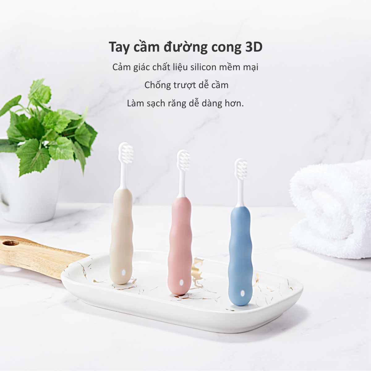 Set 3 bàn chải đánh răng lông mềm cho bé từ 1-3 tuổi KUKU KU1164