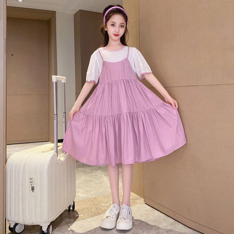 DIYIWEI Cô gái ăn mặc mùa hè 2023 phong cách phương Tây lớn bé lưới váy trẻ em mỏng giả hai váy công chúa