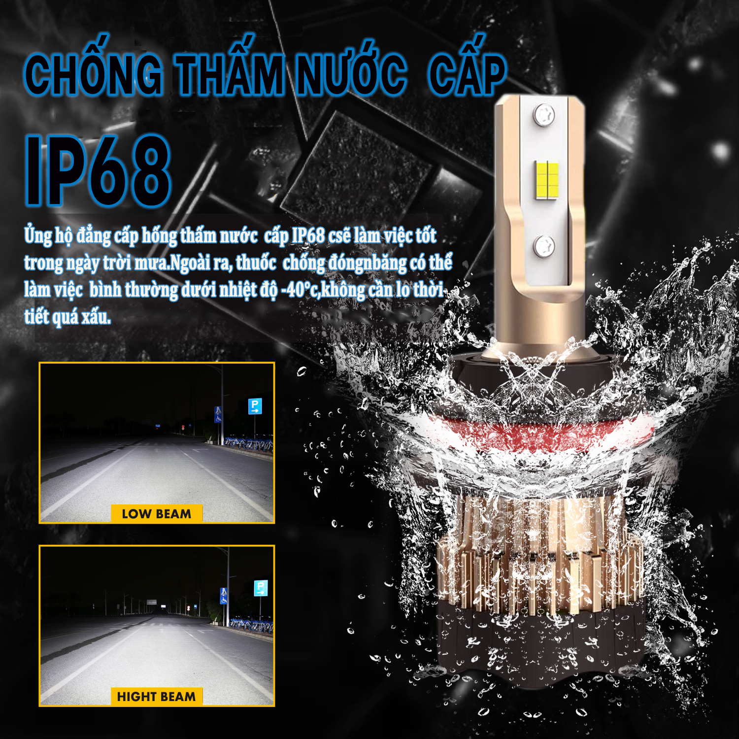 Bóng Đèn Pha Xe ô tô LED H1, H4 ,H7, H11, 9005 ,9006, 9012, 9004, 9007 ,H15, H13, 60W,6000k-Ánh Sáng Trắng