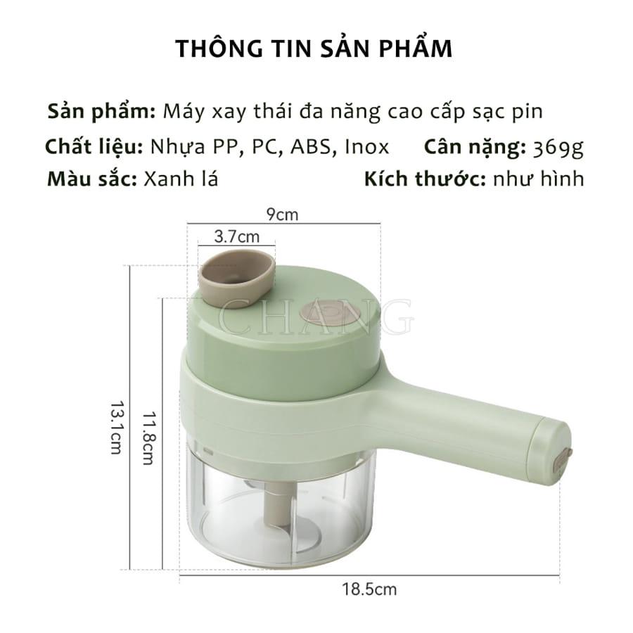 Máy Xay, Máy Thái, Cắt Rau Củ Quả Cầm Tay Đa Năng 4 In1, Xay Tỏi Xay Ớt Tiện Lợi Đa Năng Pin 1500mAh