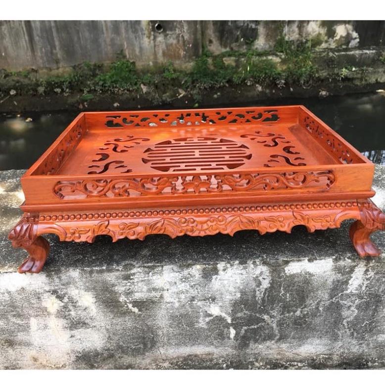 KHAY TRÀ CHÂN QUỲ BẰNG GỖ HƯƠNG CAO CẤP HÀNG PU KT :37X27 CM -  TƯ VẤN MIỄN PHÍ