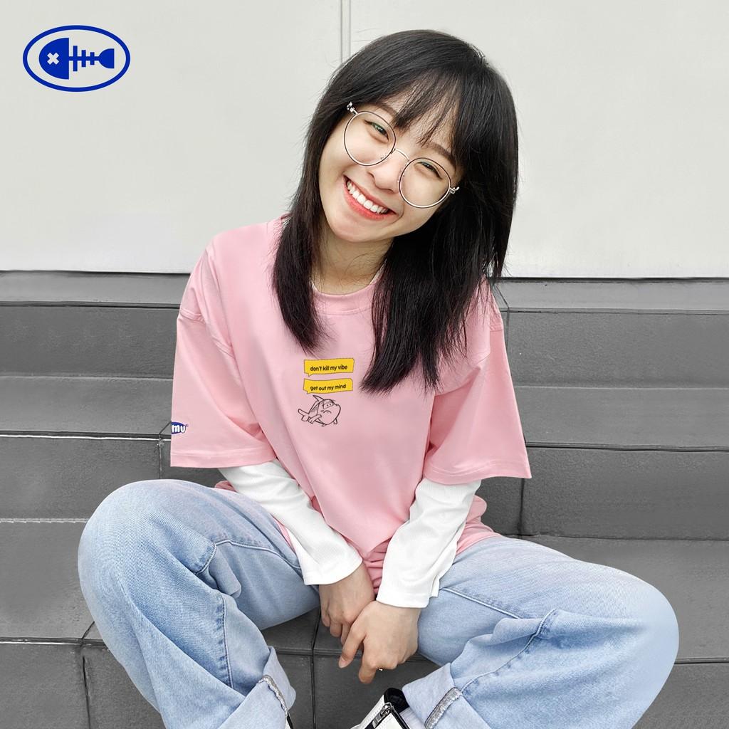 Áo thun nữ cotton màu hồng san hô in hình | DKMV Coral Empty Tee