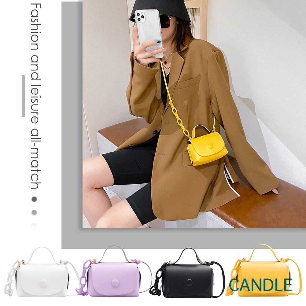 Túi Đeo Chéo Mini Màu Trơn Chất Liệu Da Pu