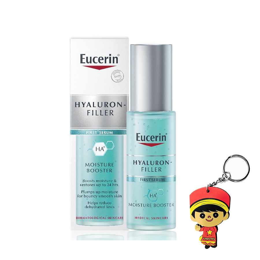 Eucerin Hyaluron Filler Moisture Booster: Tinh chất cấp ẩm, tái tạo da dành cho da lão hóa (30ml, tặng kèm móc khóa)