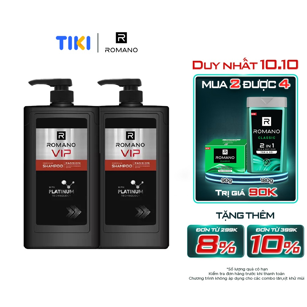 Combo 2 Dầu gội nam Romano Vip PassionVision 650gchai - Vip Passion