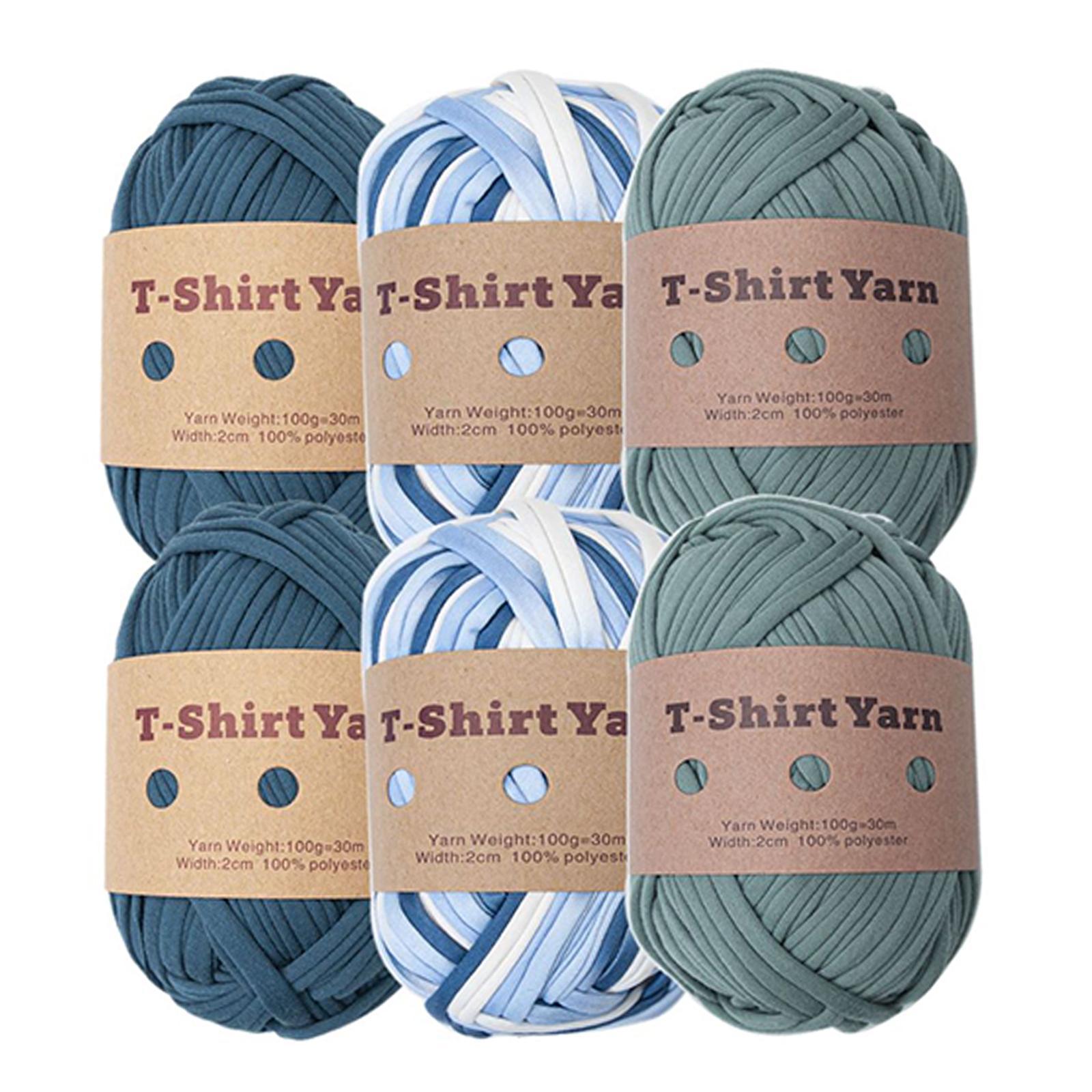 6x T Shirt Yarn 3 Colors Easy to Wash Knitting Yarn for Blanket Throw Pillow