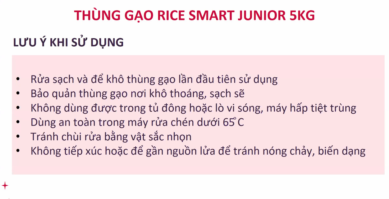 Thùng Gạo Tupperware Rice Smart Junior 5kg - Hàng Chính Hãng