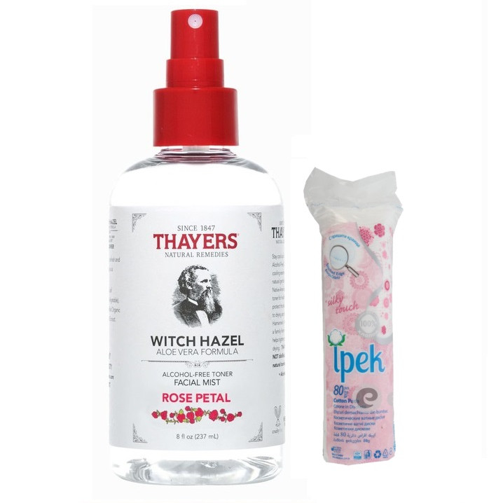 Nước Hoa Hồng Dạng Xịt Thayers Toner Facial Mist Rose 237ml + Tặng 1 bông tẩy trang Ipek