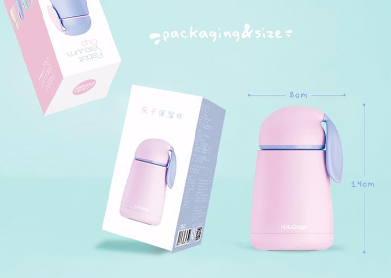 300ml Cho Bé Thỏ Giữ Nhiệt Màu Thép không gỉ Máy Hút Chân Không cho Trẻ em Du Lịch Nhiệt Bình Sữa Cho Bé Cách Nhiệt Cốc Quà Tặng