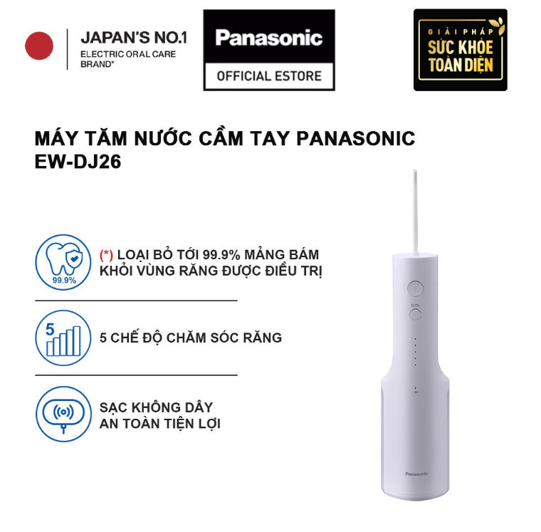 [ Hàng Chính Hãng ] Máy tăm nước cầm tay Panasonic EW-DJ26-V242 bảo hành 12 tháng - kèm dock sạc không dây