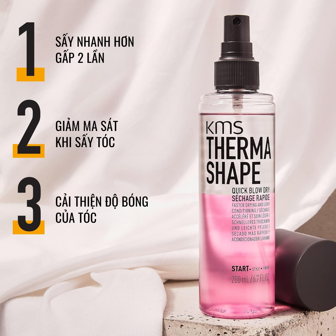 Xịt Sấy Khô Nhanh Goldwell KMS Thermashape Cấp Dưỡng, Bảo Vệ Tóc, Sấy Nhanh Hơn Gấp 2 Lần 200ml