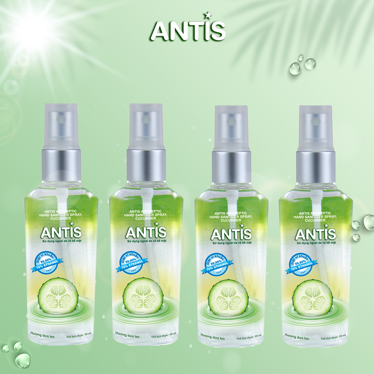 [COMBO 4] NƯỚC RỬA TAY SÁT KHUẨN KHỬ TRÙNG ANTIS -55ML