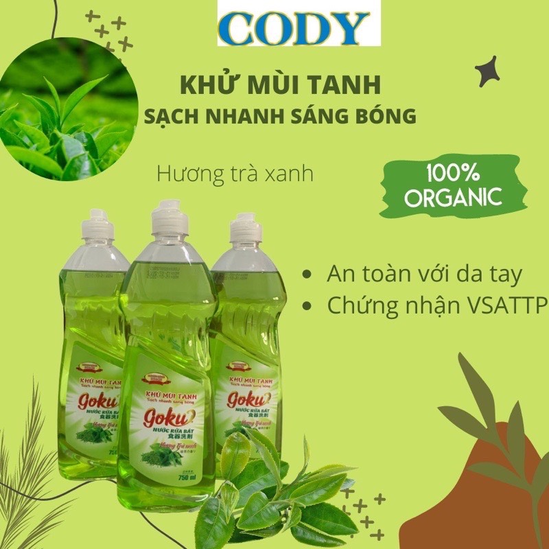 Nước rửa chén GOKU khử mùi tanh, sạch nhanh, sáng bóng 750ml