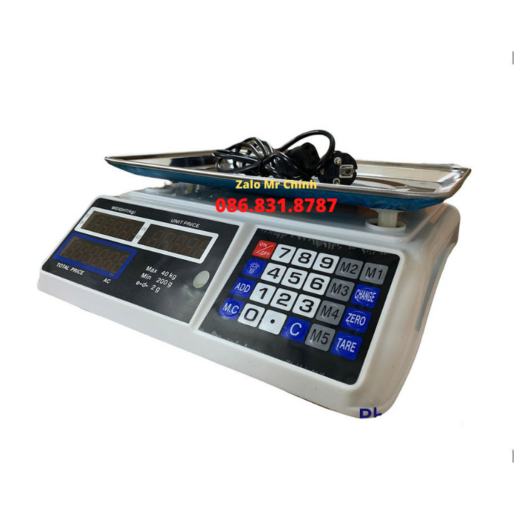 Cân Điện Tử Tích Điện, Tính Tiền Tự Động 40kg ACS723, Chức Năng Cân, Tính Tiền, Trừ Bì, 2 Mặt Hiển Thị