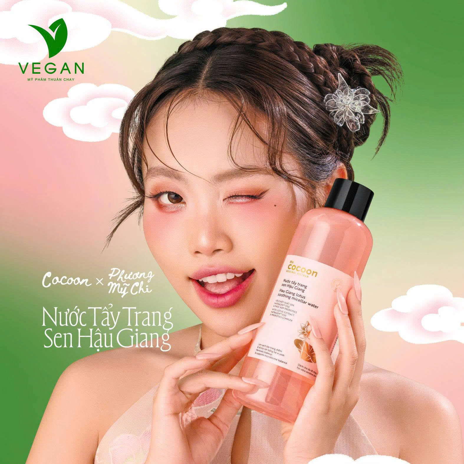 Nước tẩy trang sen Hậu Giang Cocoon 500ml Mỹ phẩm thuần chay