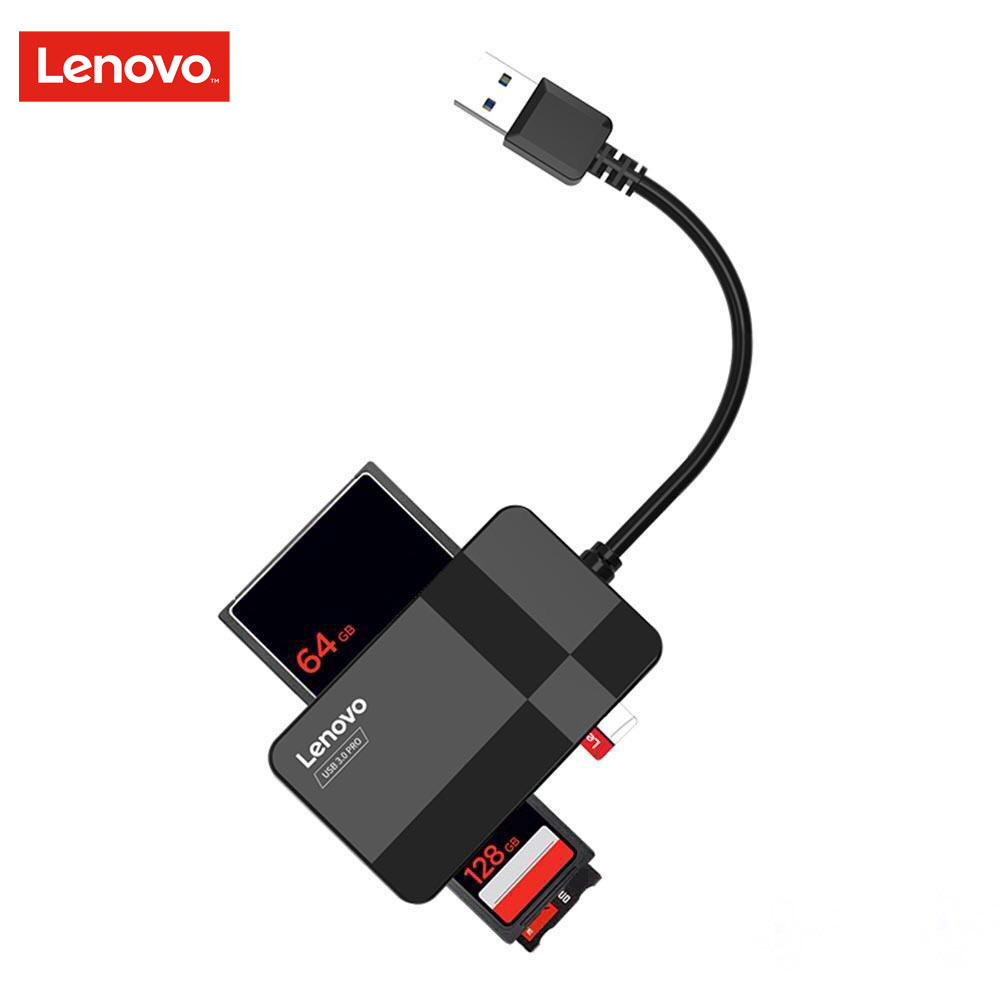 Đầu Đọc Thẻ Nhớ USB 3.0 Lenovo D303 Pro  Đọc 4 Thẻ Cùng 1 Lúc (TF, SD, CF, MS) - Hàng Nhập Khẩu