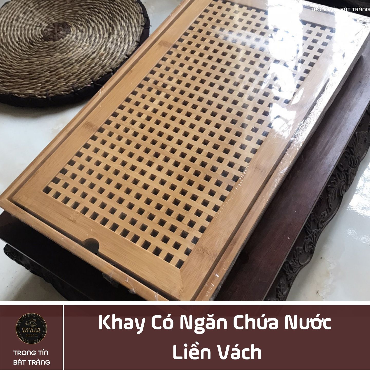 KT 05 Khay Trà Tre Cao Cấp Chữ Nhật Kích Thước 50*29*6