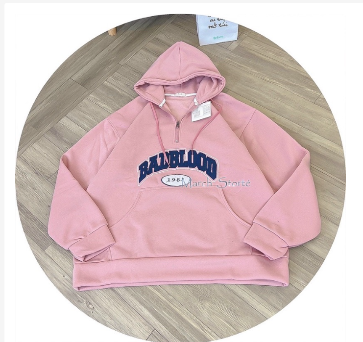 Áo Hoodie Bigsize &lt;80kg BADBLOOD (kèm ảnh thật ), ÁO KHOÁC HOODIE CHUI ĐẦU NỮ NỈ NGOẠI BADBLOOD DÀY DẶN ẤM ÁP MÀU KEM MÀU ĐEN CAO CẤP BABO SIÊU XỊN SÒ ĐỈNH CAO HOT HIT, HOÁC HOODIE BADBLOOD FORM ĐẠI