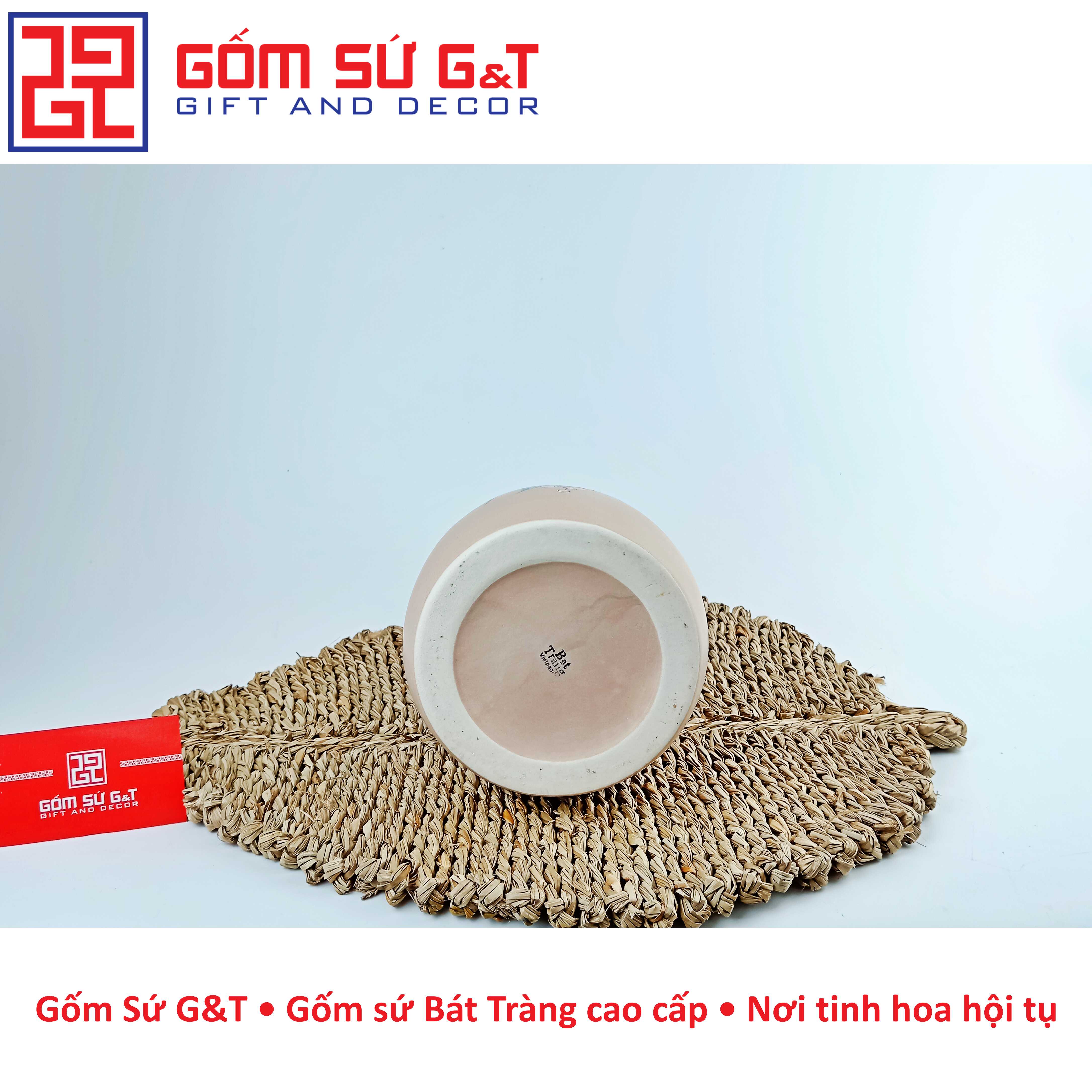 Lọ hoa dáng chân xòe vẽ cam Gốm Sứ G&amp;T