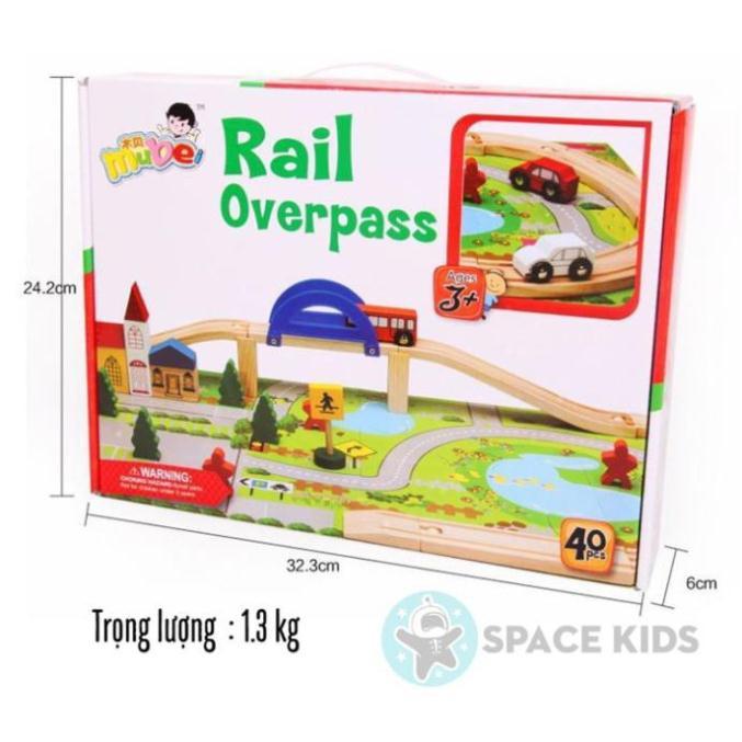 Đồ chơi gỗ thông minh cho bé lắp ghép mô hình giao thông Rail Overpass