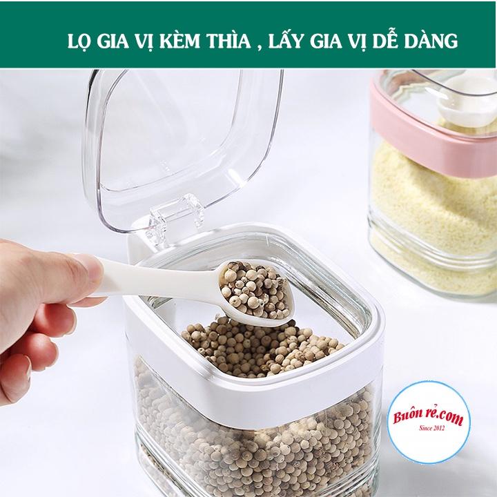 Bộ 3 lọ gia vị Hokori kèm thìa thông minh nhựa Việt Nhật (MS: 2936) - Hũ đựng gia vị có nắp đậy tiện lợi - 01476