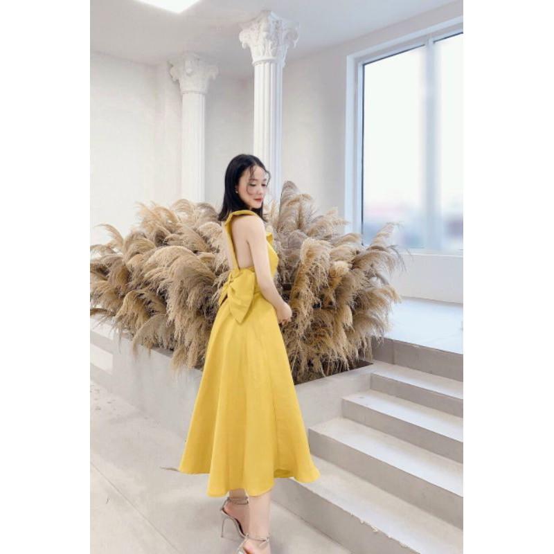 Đầm xòe đi tiệc kèm nơ sau lưng